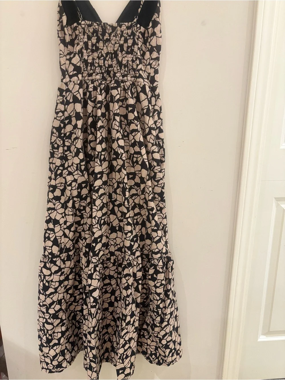 Abercrombie & Fitch Black and Cream Floral Maxi Dress with Spaghetti Straps